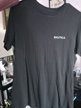 Nautica Black Crew Neck T-Shirt with White Logo